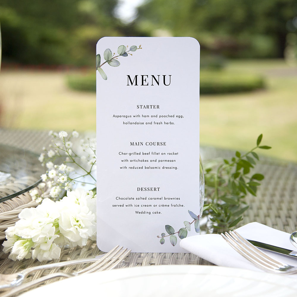 Campagna Eucalyptus Wedding Slim Menu
